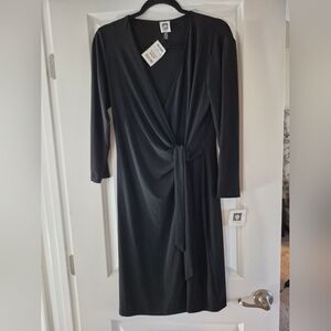 Anne Klein Charcoal Long Sleeve Dress
